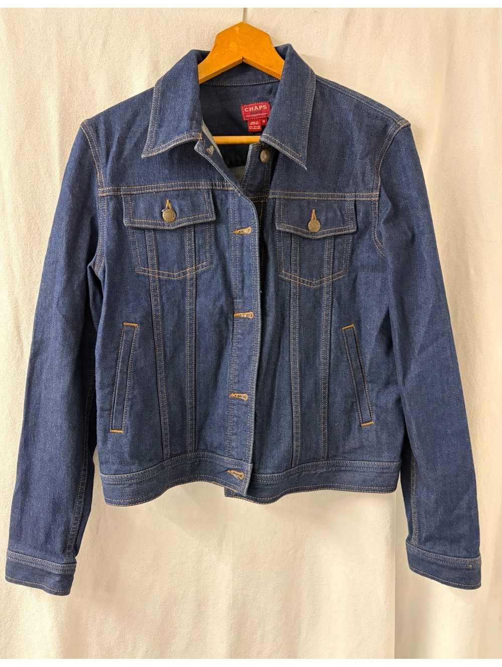 Chaps Denim Women’s Jean Jacket Size M Dark Wash Stretch Trucker
